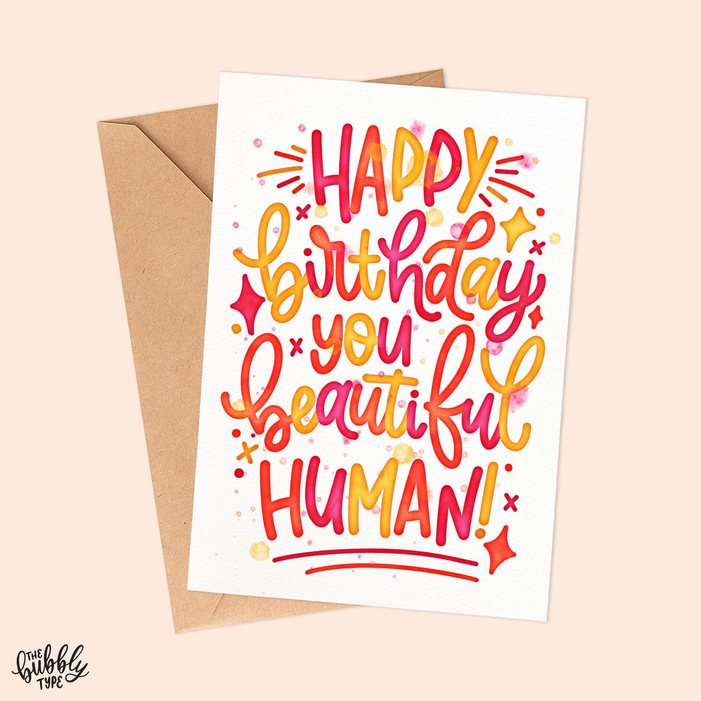 Australian made Happy Birthday Greeting Cards. Happy Birthday You Beautiful Human. Cute card for her.