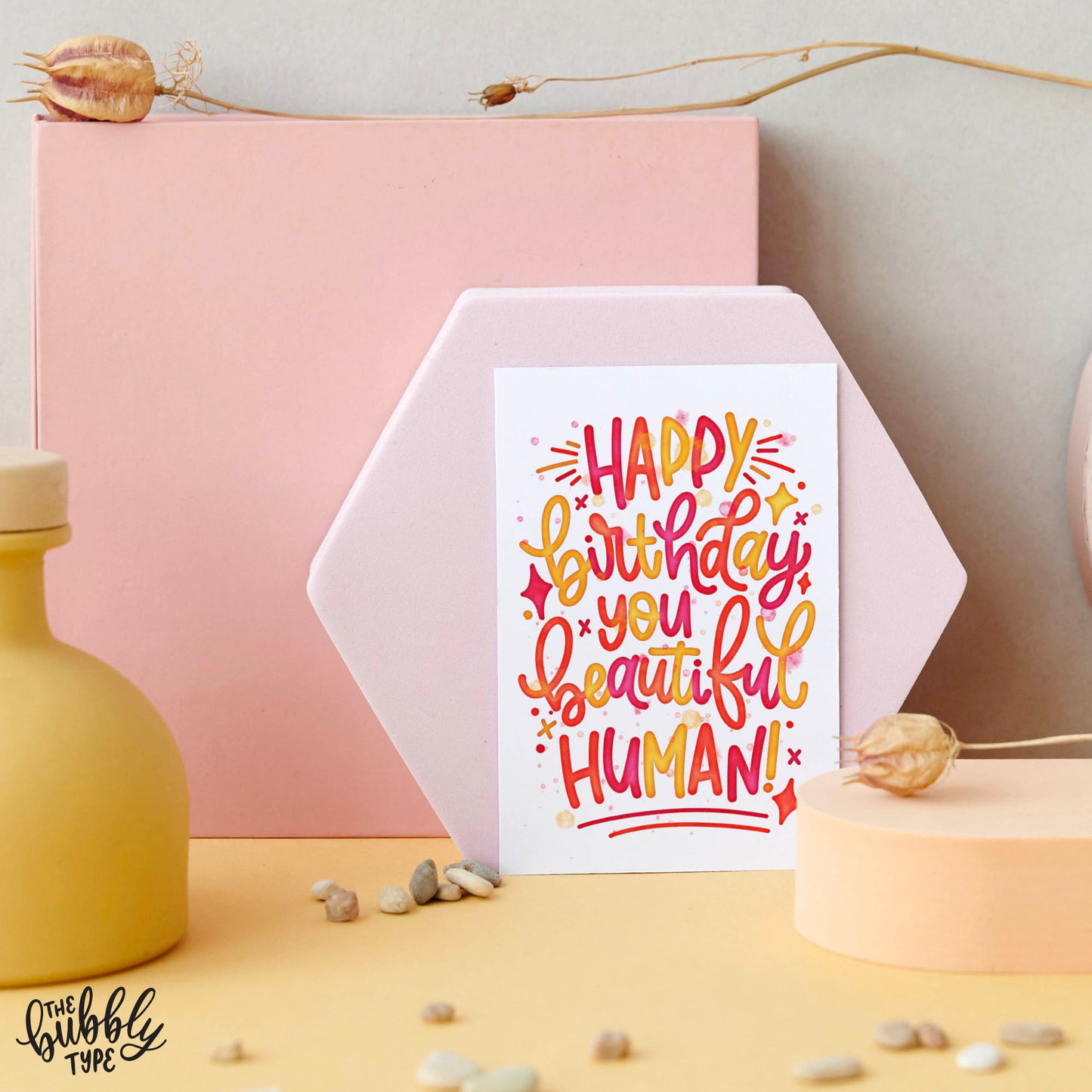 Australian made Happy Birthday Greeting Cards. Happy Birthday You Beautiful Human. Cute card for her.