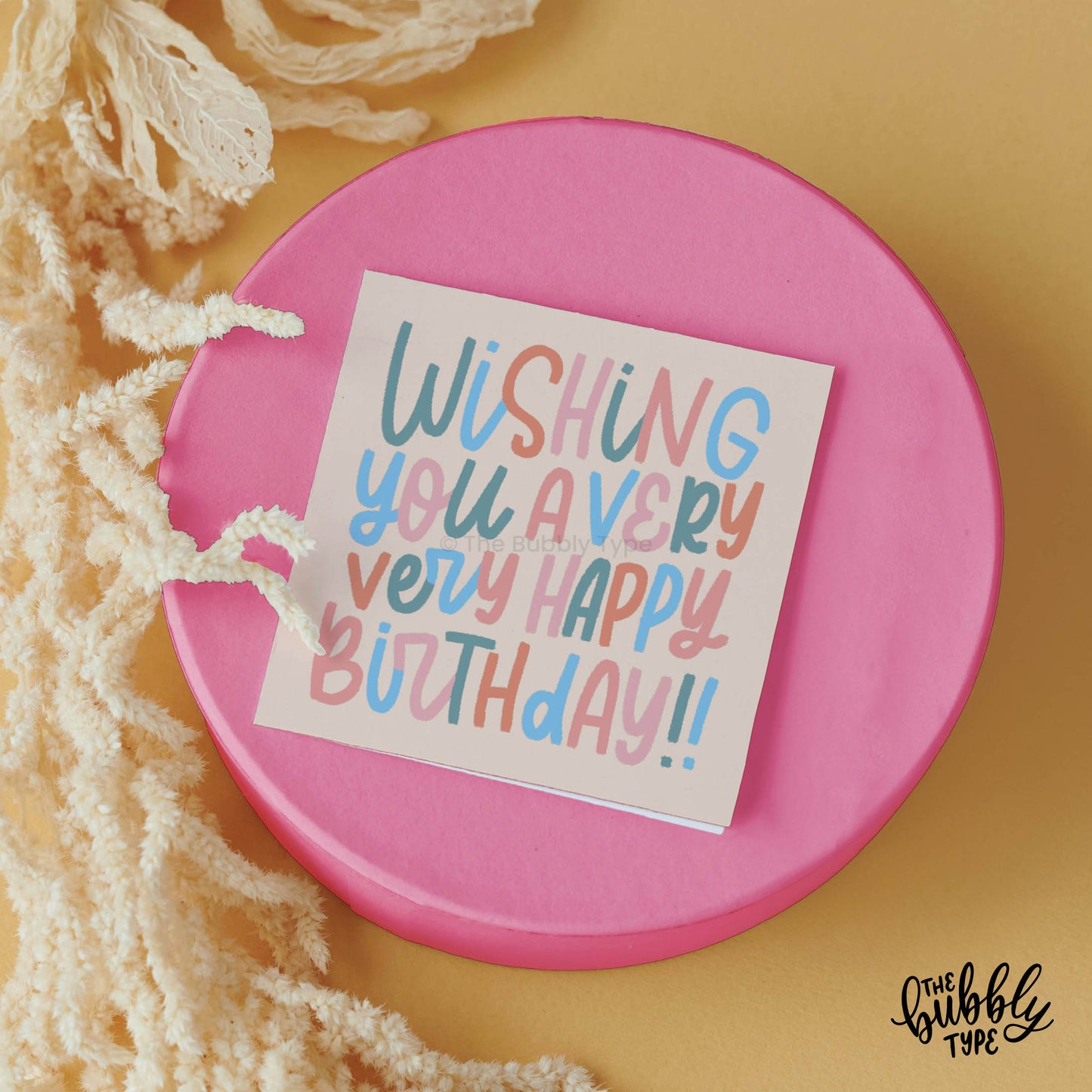 Make their day extra special with this Wishing You A Very Happy Birthday small square greeting card! Designed with care, this handmade greeting card is ideal for all ages. Whether you’re searching for greeting cards in Australia, birthday cards with envelopes, or greeting cards and gifts near me, this beautifully crafted card is a perfect choice. Order now from The Bubbly Type—available online and at craft markets in Melbourne, Sydney, and beyond!