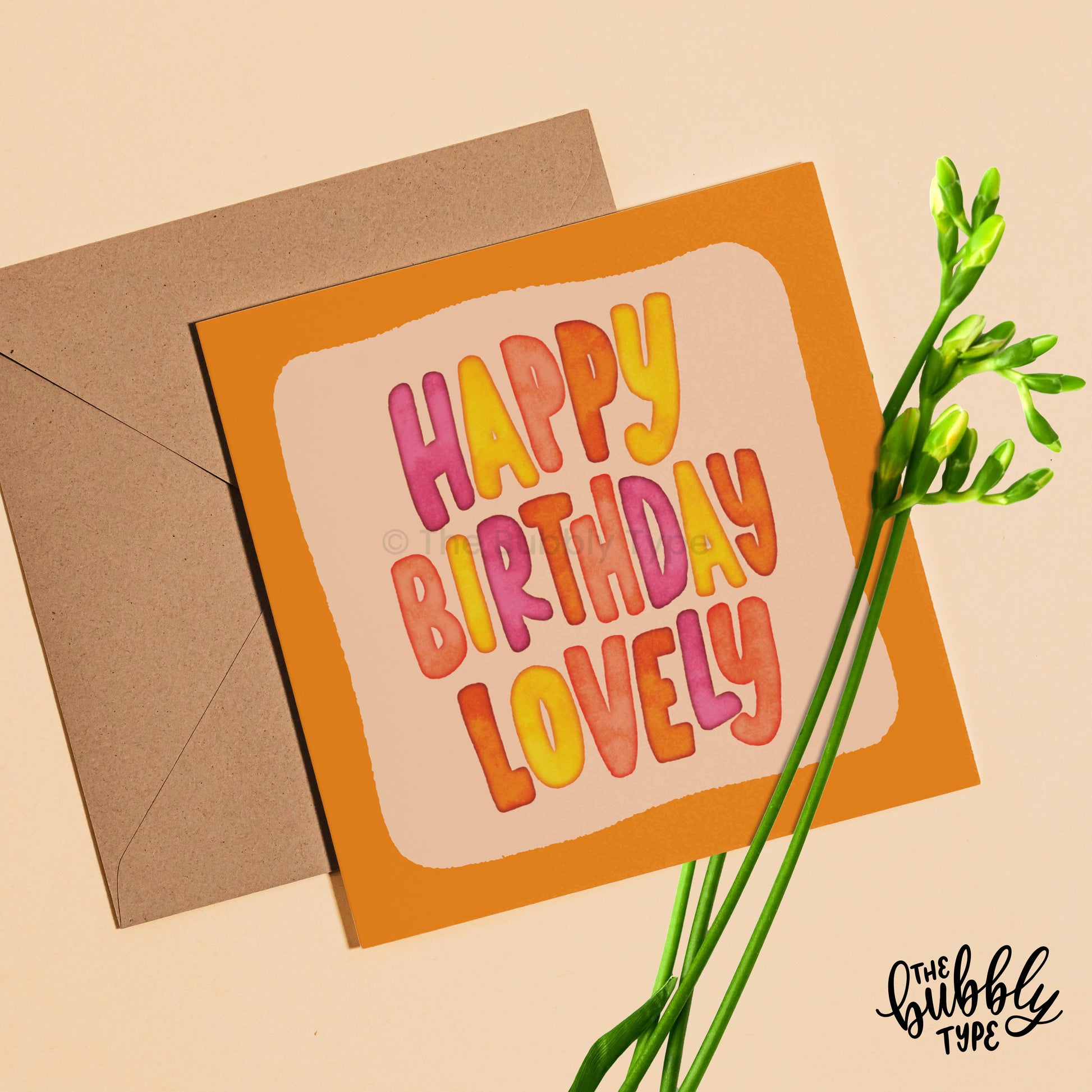 This Happy Birthday Lovely greeting card is the perfect way to send your best wishes! Featuring a beautiful watercolour design in warm colours, this handmade birthday card adds a heartfelt touch to any celebration. Ideal for a birthday card for her, a sweet birthday card for a friend, or a thoughtful greeting card for a loved one, it’s sure to bring a smile. Shop this Australian-designed birthday card at The Bubbly Type, available online and at craft markets! Who has the best greeting cards? The Bubbly Type