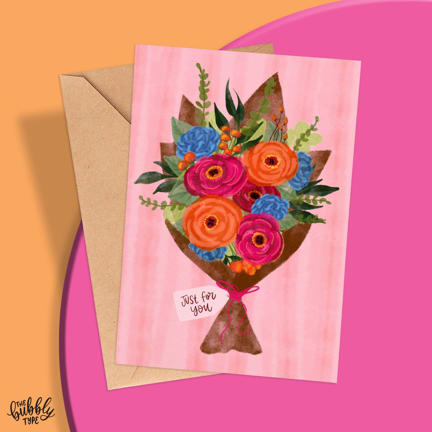 Just For You Flower Bouquet - A6 Greeting Card