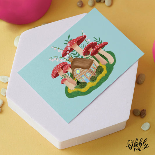 Mushroom Cottage - A6 Greeting Card